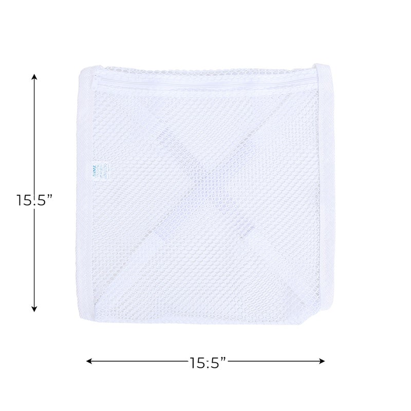 Smart Design Sneaker Dryer & Wash Bag w/ Elastic Straps - Durable Fabric - for Shoes, Clothing, & Laundry - Home Organization (15.5 x 15.5 Inch) [White] - Image 4